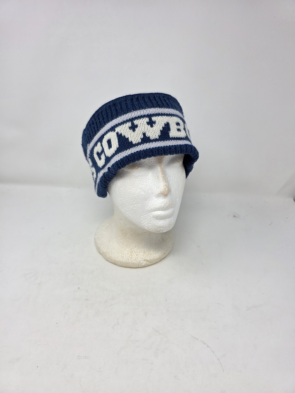 Vintage Dallas Cowboys Knit Ear Warmer Headband Navy Blue Grey NFL Winter Fan